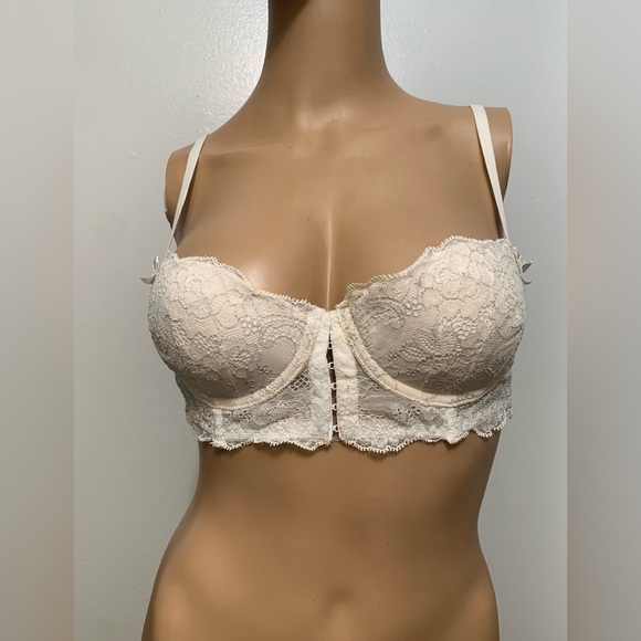 Victoria’s Secret Sexy Little Things Lace Corset Front Clasp White Lace Bra 34C - Picture 2 of 8